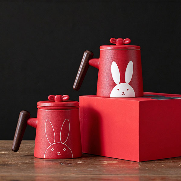 Bow Bunny Office Cup Chinese Tea Set
